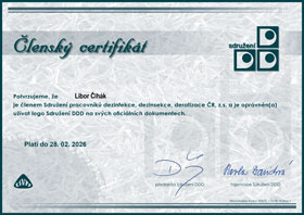 Členský certifikát Sdružení profesionálů v DDD ČR