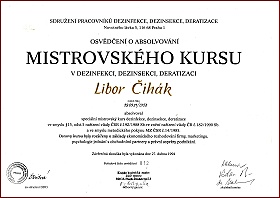 Osvědčení o absolvování Mistrovského kursu