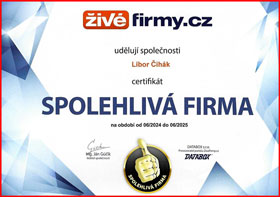 Certifikát Spolehlivá firma